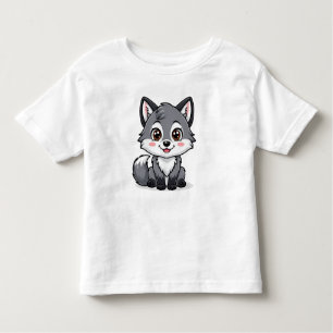 Adorable Cartoon Gray Wolf Character Toddler T-shirt