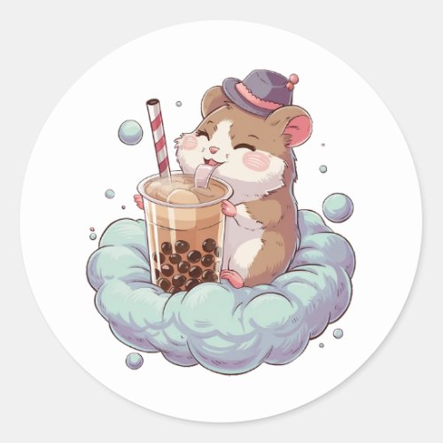 Adorable Cartoon Hamster Cozy Kawaii Vibes Classic Round Sticker