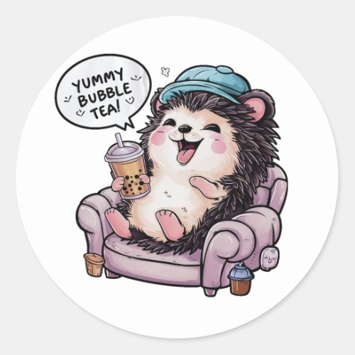 Adorable Cartoon Hedgehog Cozy Kawaii Vibes Classic Round Sticker