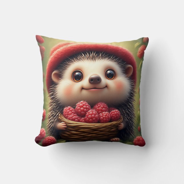 Adorable Cartoon Hedgehog Throw Pillow (Front)