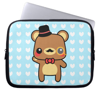 Adorable Cartoon Kawaii Bear Mustache Laptop Bag