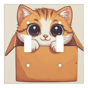 Adorable Cartoon Kitten With Big Eyes Light Switch Cover