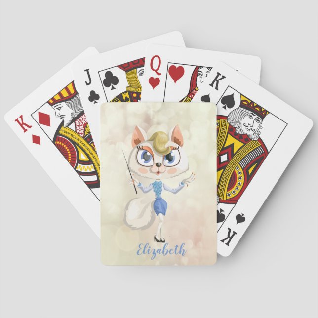 Adorable Cartoon Kitty,Bokeh-Personalized Poker Cards (Back)