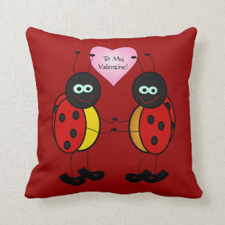 Adorable Cartoon Ladybug Valentine's Day Pillow