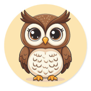 Adorable Cartoon Owl Gift for Kids Owl Lover Classic Round Sticker