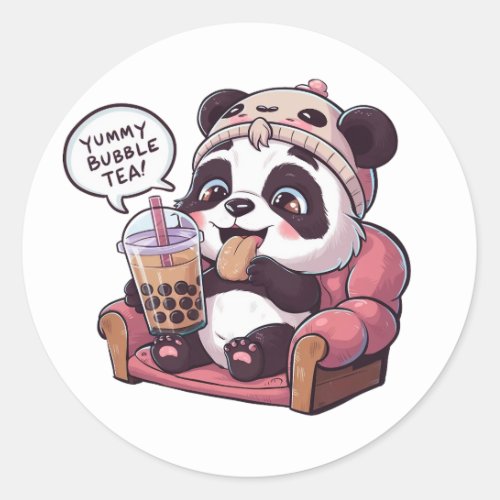 Adorable Cartoon Panda Cozy Kawaii Vibes Classic Round Sticker