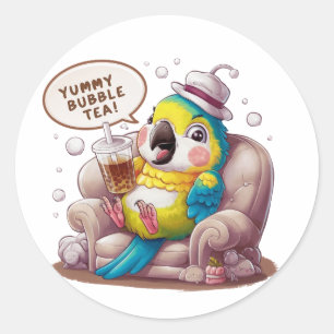 Adorable Cartoon Parrot: Cozy, Kawaii Vibes Classic Round Sticker