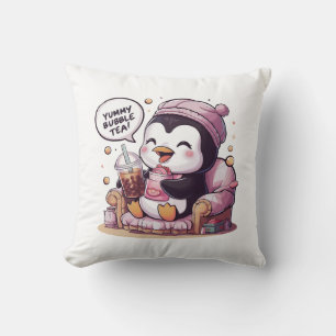 Adorable Cartoon Penguin: Cozy, Kawaii Vibes Throw Pillow
