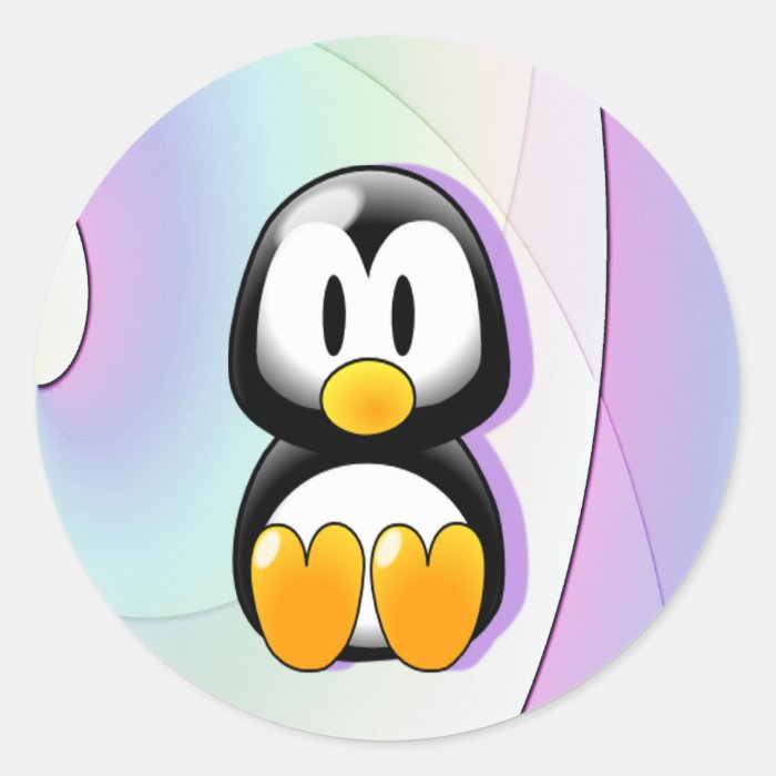 Adorable Cartoon Penguin Round Stickers