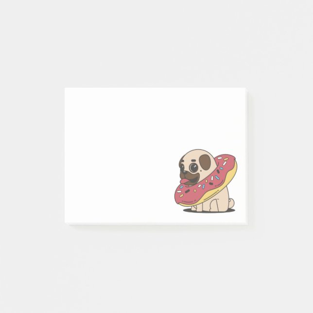 Adorable Cartoon Pug Dog Post-it Notes (Front)