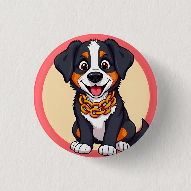 Adorable Cartoon Puppy Button (Front)
