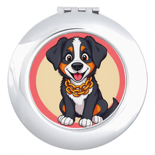 Adorable Cartoon Puppy Compact Mirror (Front)
