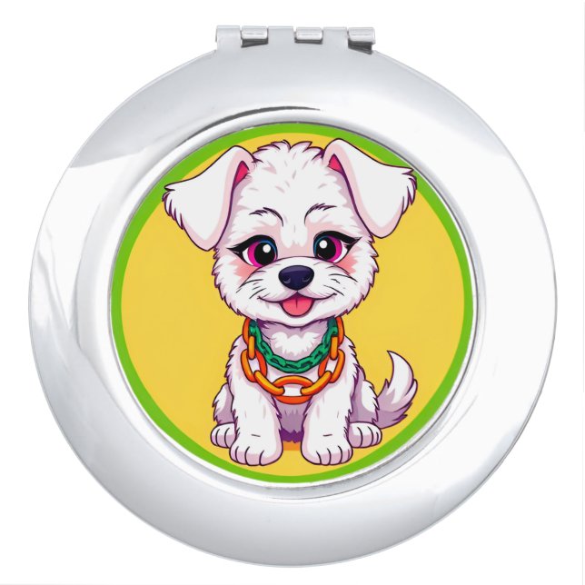 Adorable Cartoon Puppy Compact Mirror (Front)