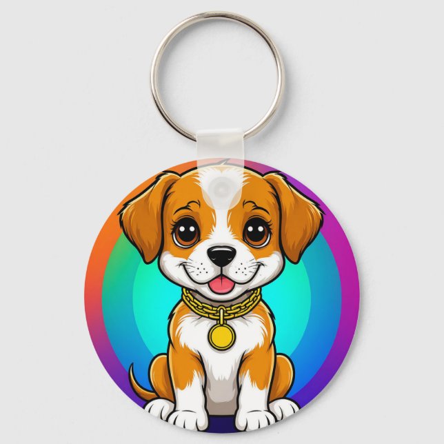 Adorable Cartoon Puppy Keychain (Front)
