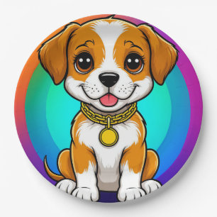 Adorable Cartoon Puppy Paper Plates