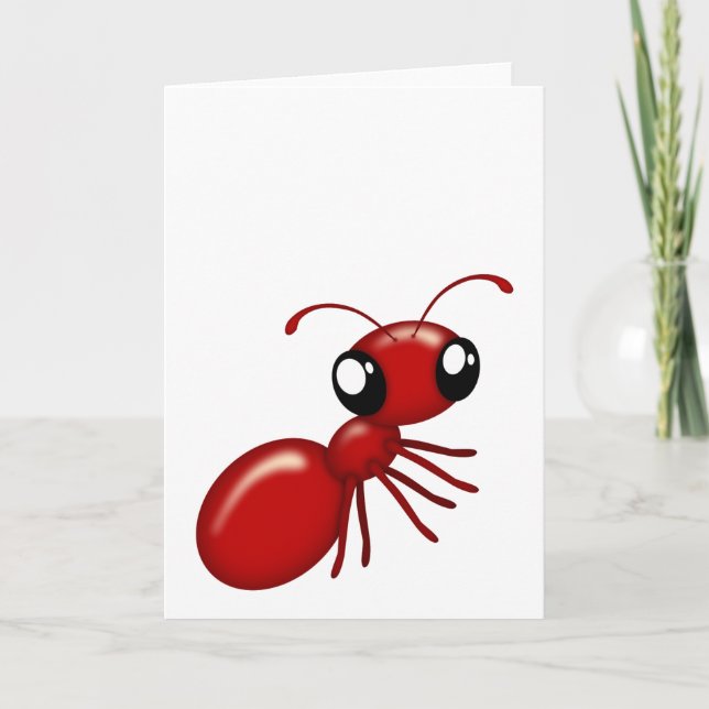 Adorable Cartoon Red Ant Blank Notecards (Front)