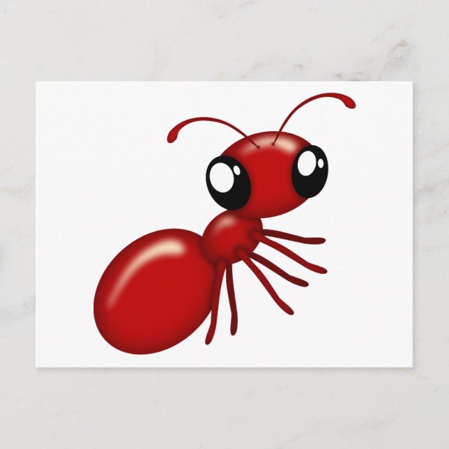 Adorable Cartoon Red Ant Postcards (Front)