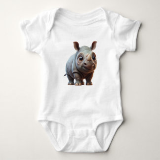Adorable Cartoon Rhino Character Design Baby Bodysuit