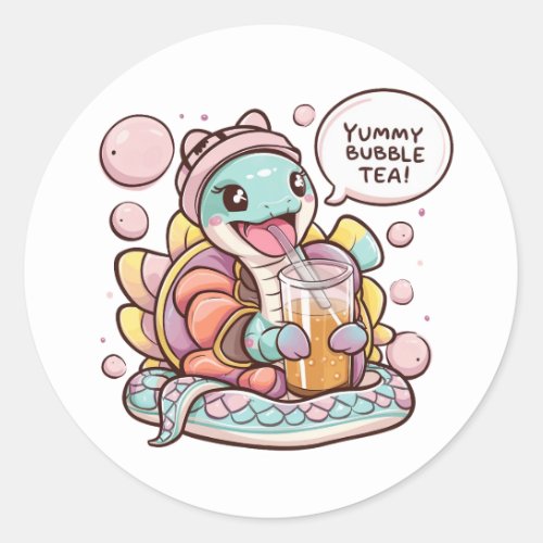 Adorable Cartoon Snake Cozy Kawaii Vibes Classic Round Sticker