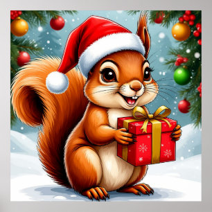 Adorable Cartoon Squirrel Poster