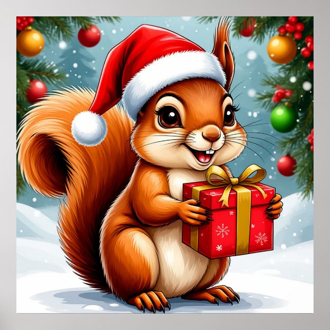 Adorable Cartoon Squirrel Poster (Front)