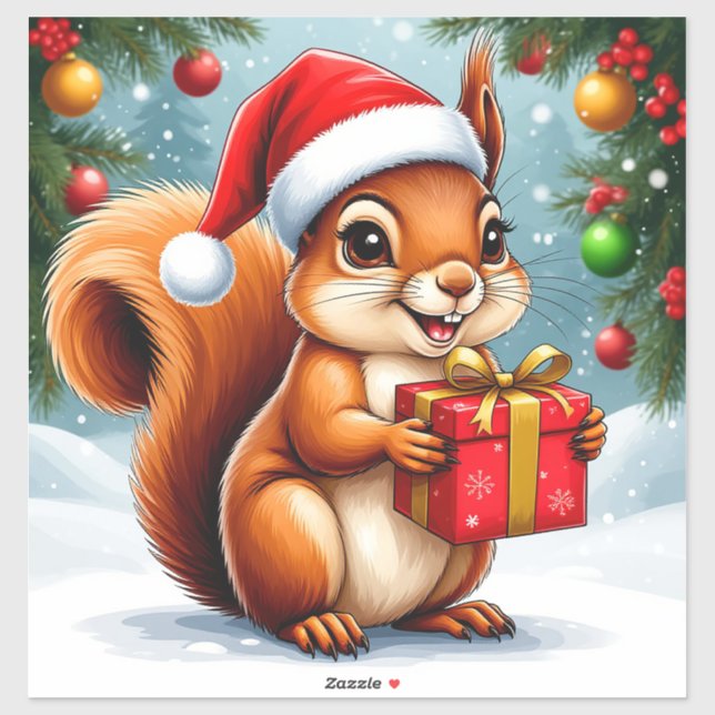 Adorable Cartoon Squirrel Sticker (Sheet)