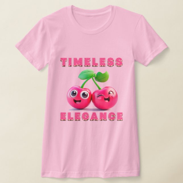 Adorable Cartoon Style Cheerful Cherry  T-Shirt (Laydown)