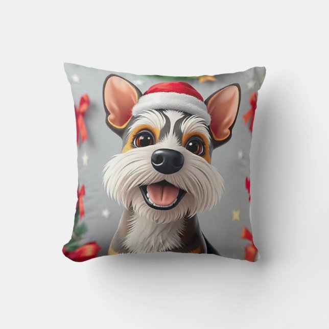 Adorable cartoon-style dog throw pillow (Front)