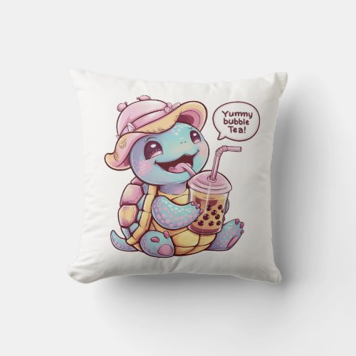 Adorable Cartoon Turtle Cozy Kawaii Vibes Throw Pillow