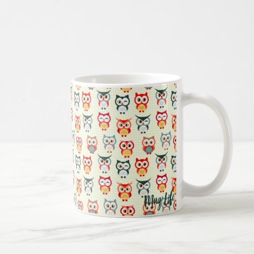 Adorable Cartoon Winking Owl Pattern Coffee Mug