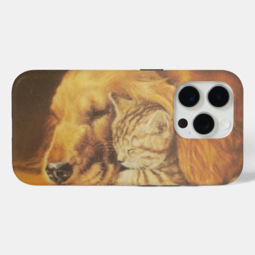 Adorable Cat and Dog Cuddle  iPhone 15 Pro Case
