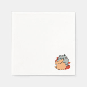 Adorable Cat and Dog Hug – Meow & Woof Design Napkins