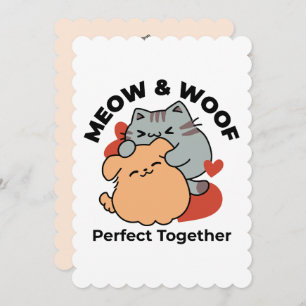 Adorable Cat and Dog Hug – Meow & Woof Design Thank You Card