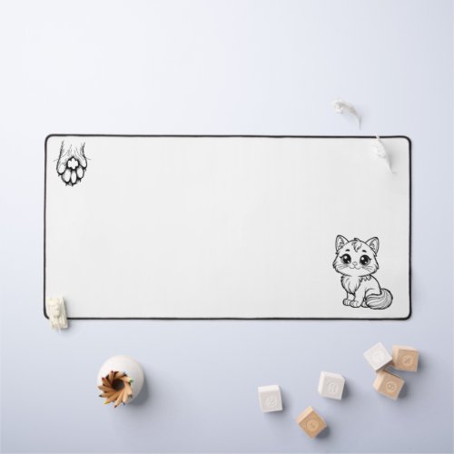 Adorable Cat and Paw Desk Mat