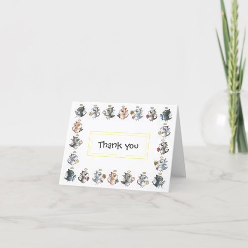 Adorable cat angel Thank You card