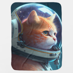 Adorable Cat Astronaut Baby Blanket