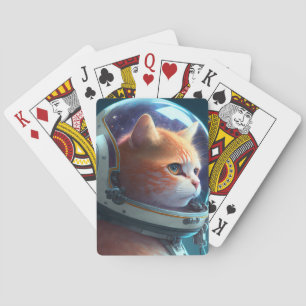 Adorable Cat Astronaut  Poker Cards
