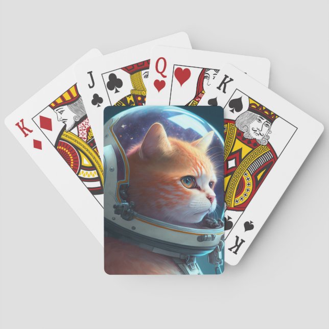 Adorable Cat Astronaut  Poker Cards (Back)