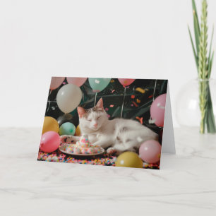 Adorable Cat Birthday Celebration Design Card