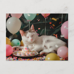 Adorable Cat Birthday Celebration Design Postcard