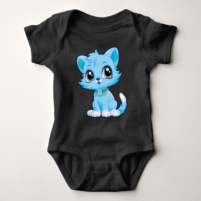 Adorable Cat Cartoon  Baby Bodysuit (Front)