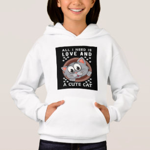 Adorable Cat Cartoon Pullover Hoodie for Girls