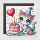 Adorable Cat Celebrating Birthday with Cake (Front/Back)