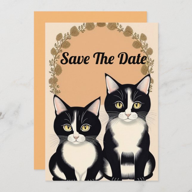 Adorable Cat Couple  Invitation (Front/Back)