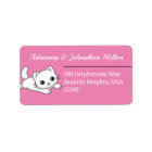 Adorable Cat Custom Pink and White Address Label