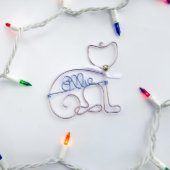 Adorable Cat Holiday Wire Christmas Ornament (Front)