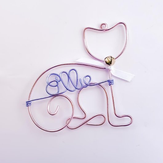 Adorable Cat Holiday Wire Christmas Ornament (Front)