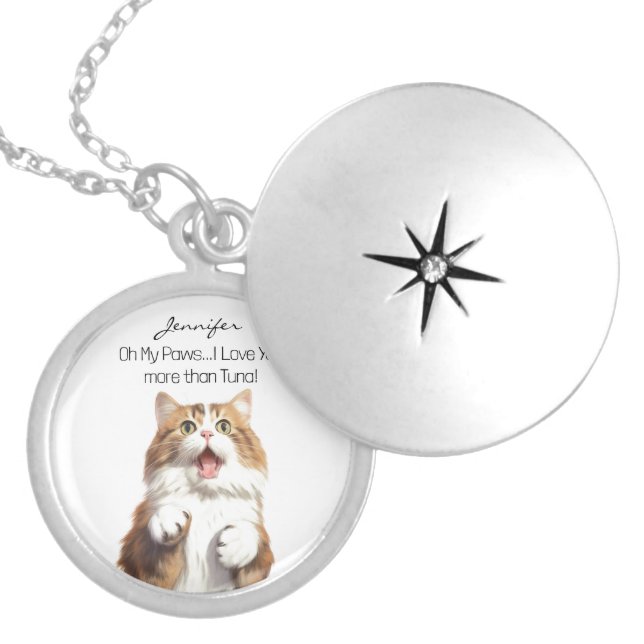 Adorable Cat I Love You Necklace (Front)