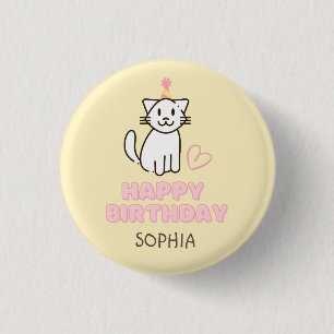 Adorable Cat in a Birthday Hat button