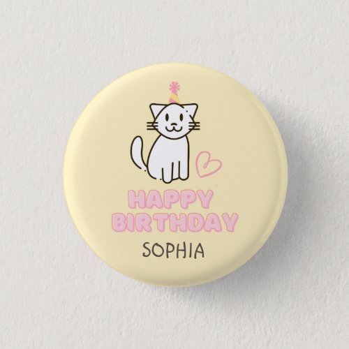 Adorable Cat in a Birthday Hat button
